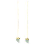 Protection Amulet Italian Horn Dangle Gemstone Earrings in Green Jade and Gold - Image 4