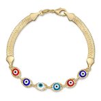 Multicolor Evil Eye Bracelet Amulet Snake Chain Gold