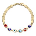 Multicolor Evil Eye Bracelet Amulet Snake Chain Gold