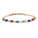 Multicolor Evil Eye Bracelet Amulet Snake Chain Gold - Image 2