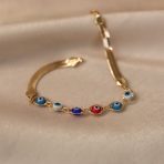 Multicolor Evil Eye Bracelet Amulet Snake Chain Gold - Image 5
