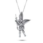 Guardian Angel Patron Saint Michael Pendant Necklace Silver for Military Police