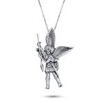 Guardian Angel Patron Saint Michael Pendant Necklace Silver for Military Police