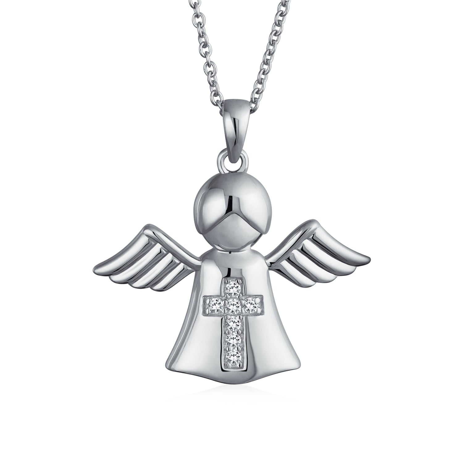angel-pendant-cross-silver-necklace_byj-p1614_20_2 Sterling Silver Angel Cross Pendant Necklace with Bible Photo Locket Keepsake - Image 1