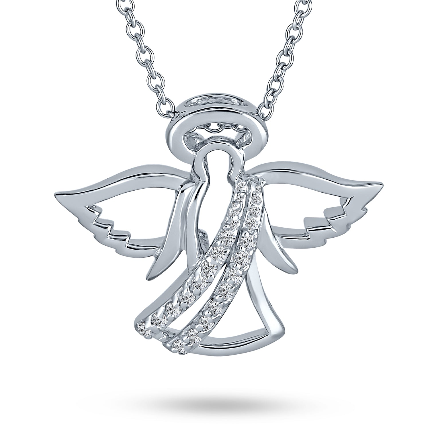 angel-pendant-cz-necklace-christmas_v-p20815_2 Guardian Angel Pendant Necklace with CZ Accents in Sterling Silver - Image 1