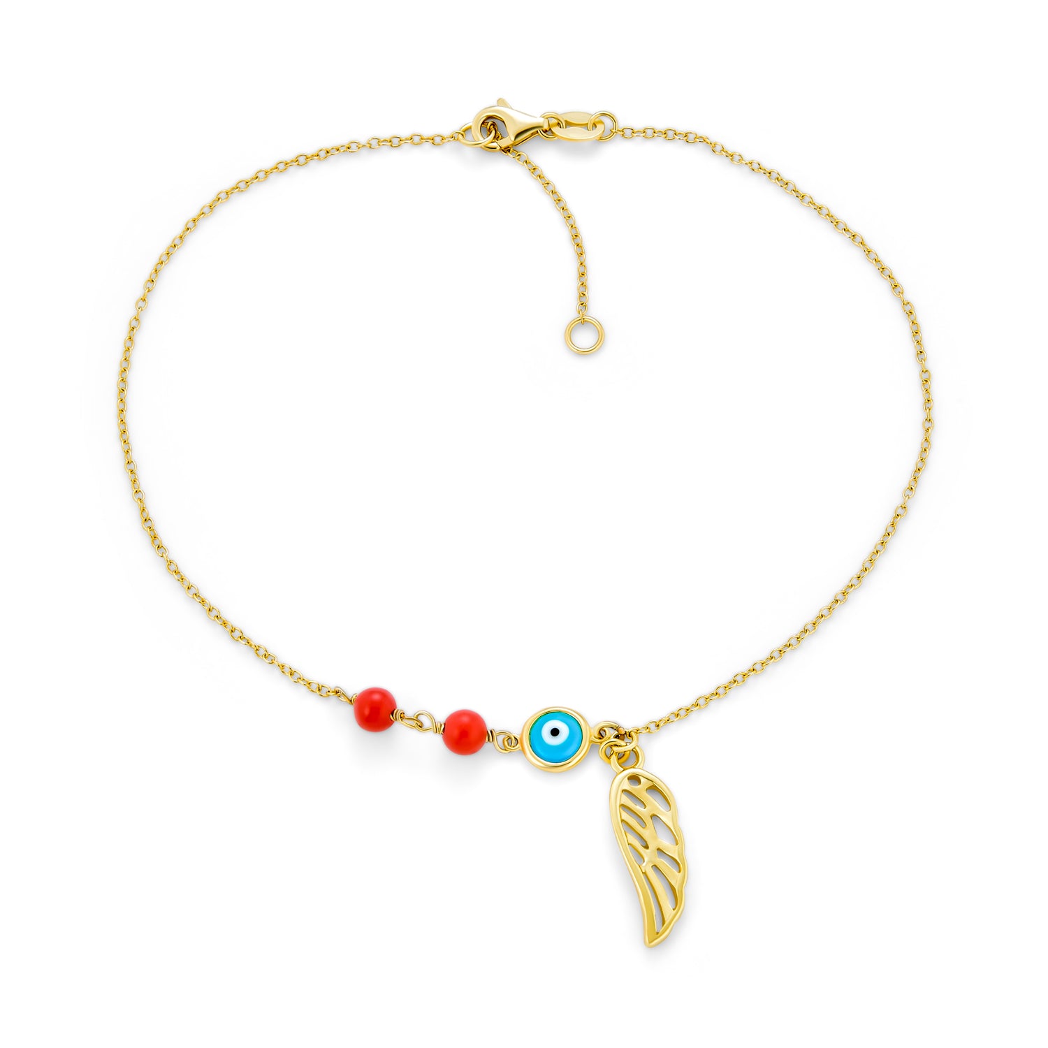 angel-wing-anklet-gold-plated-silver_pfs-34-1215_1 Turkish Spiritual Guardian Angel Wing & Evil Eye Anklet Bracelet 14k Gold Plated Sterling Silver - Image 1