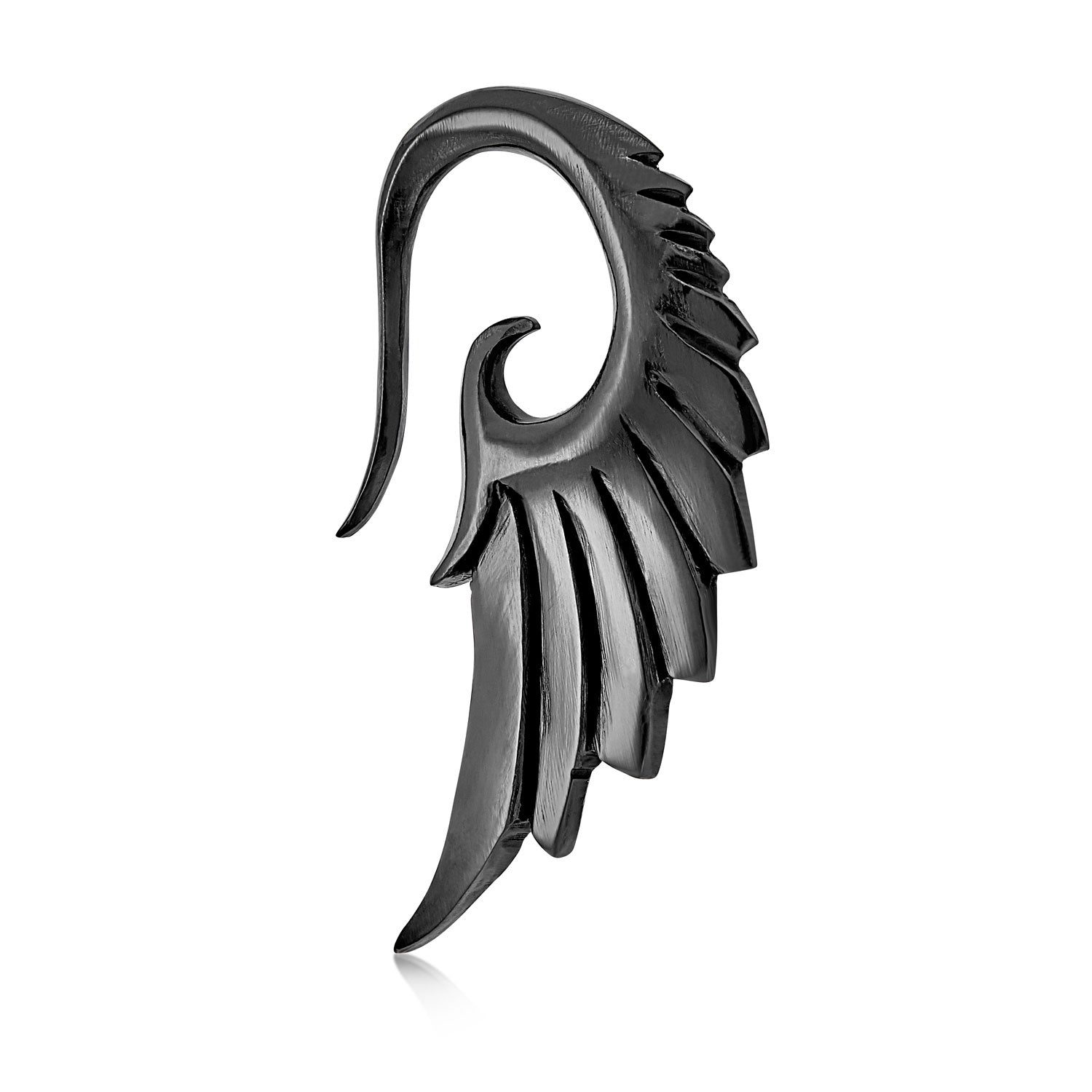 angel-wing-black-taper-earring_hbj-psm002 Boho Goth Ear Cuff Cartilage Angel Wing Feather Earring 1 PC - Image 1