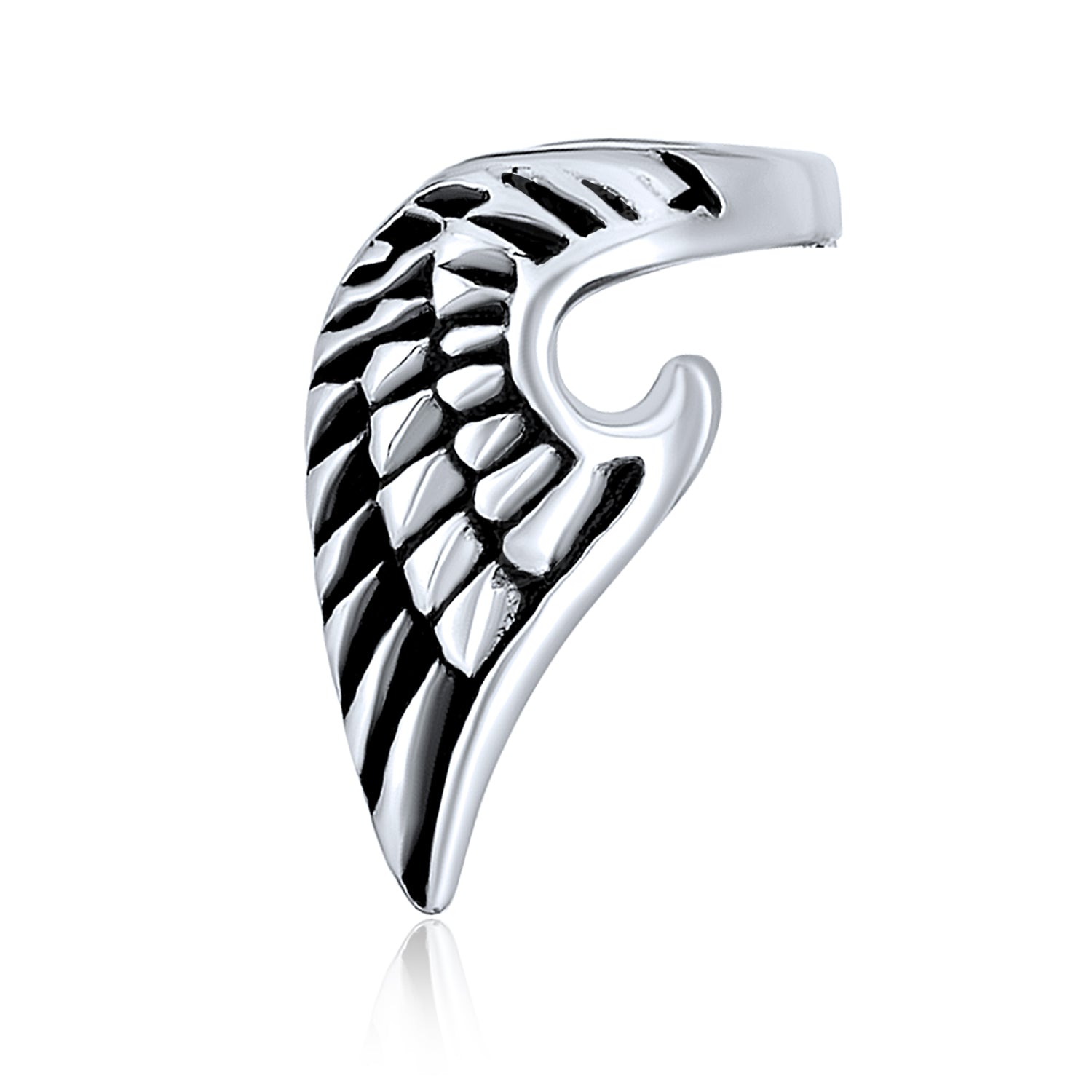 angel0wing-cuff-ear-steel-bss-bfcx-07_1 Guardian Angel Wing Ear Cuff Cartilage Clip Earring Black Oxidized Steel - Image 1