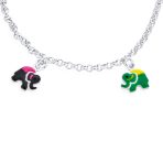 Lucky ZOO Animal Colorful 5 Multi Elephant Dangling Charm Bracelet .925 Sterling Silver Small Wrist 6" - Image 2