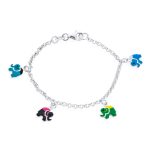 Multi Color Good Luck Elephant Charm Bracelet 925 Sterling Silver