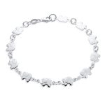 Zoo Animal Multi Charm Lucky Caravan of Elephant Bracelet .925 Sterling Silver 7.5 Inch