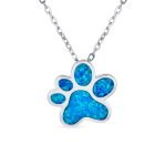 BFF Best Friend Pet Lover Opal Paw Print Pendant Necklace