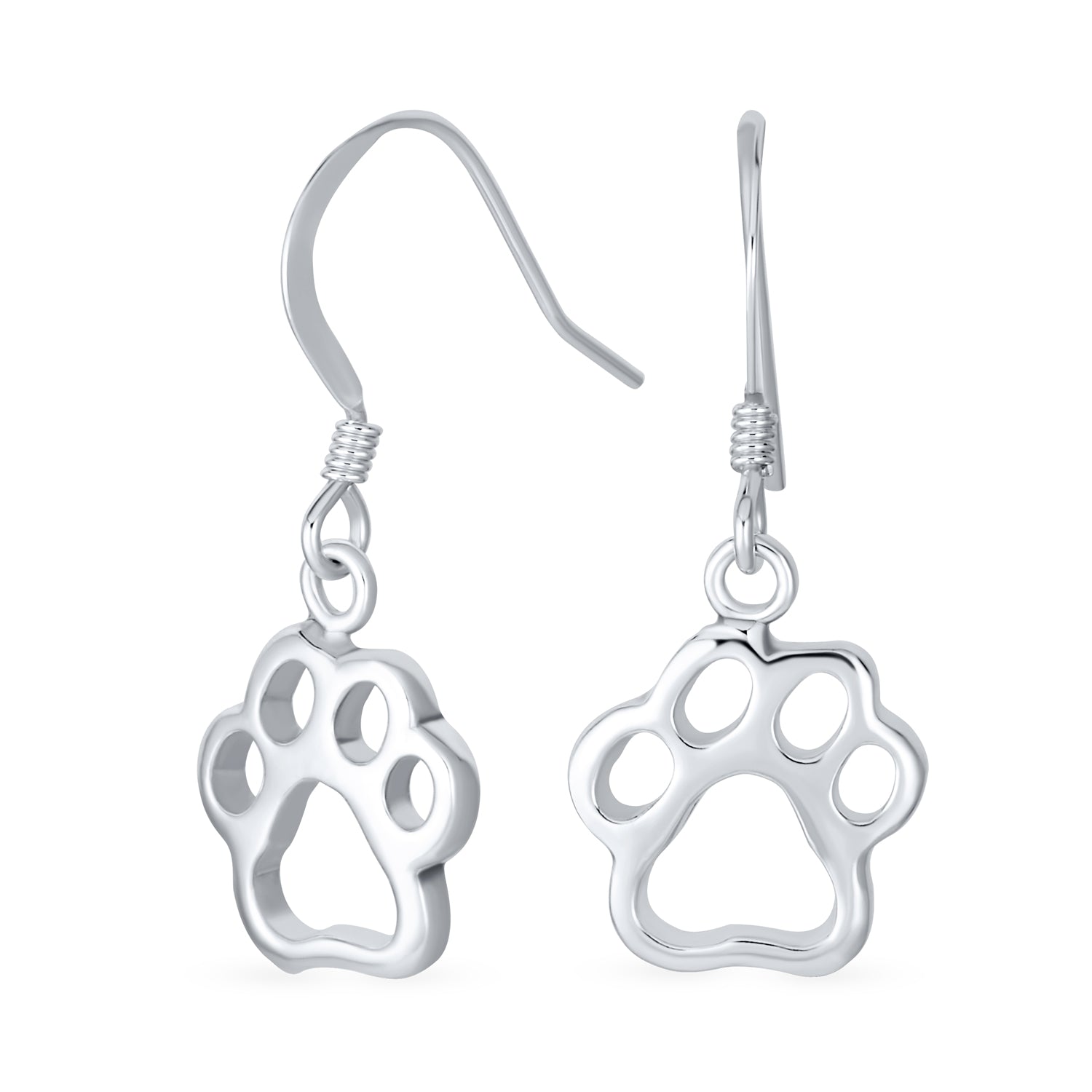animal-pet-lover-dangling-paw-srn-djpt-7164es-01_d90b4dd7-9e7d-4681-ab9c-8712a98fcaf0 Best Friend Pet Lover Dangle Earrings Dog Paw Print Hooks - Image 1
