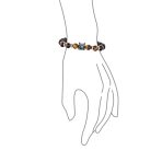 Set of 2 Wolf Face Onyx Lapis and Tiger Eye Bead Stretch Bracelet Gold Plated - Image 4