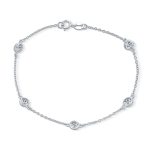 Delicate Cubic Zirconia CZ By The Inch Anklet Ankle Bracelet Sterling Silver
