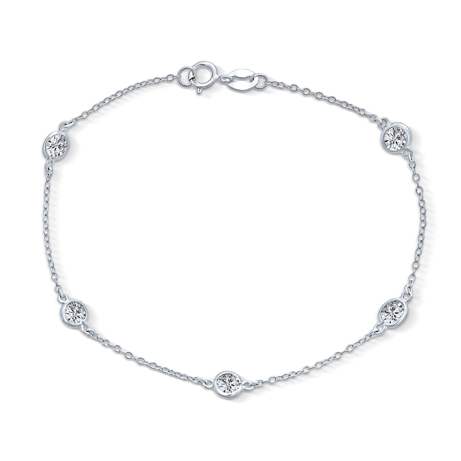anklet-chain-bracelet-sterling-silver_g-a00001rs_1 Delicate Cubic Zirconia CZ By The Inch Anklet Ankle Bracelet Sterling Silver - Image 1