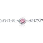 Pink Bead Chain Anklet Ankle Bracelet Sterling Silver 9-10 Inch - Image 2