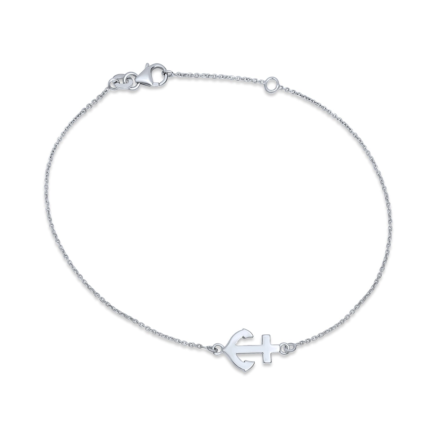 anklet-silver-anchor-bracelet-nautical-appl-ja-1309123_1 Nautical Anchor Charm Anklet Ankle Bracelet Sterling Silver 9-10 Inch - Image 1