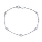 Classic Delicate Cubic Zirconia CZ By The Inch Bracelet .925 Sterling Silver