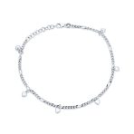 Romantic Hearts Charms Anklet Ankle Bracelet Sterling Silver Adjustable 9, 10 Inch