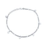 Romantic Hearts Charms Anklet Ankle Bracelet Sterling Silver Adjustable 9, 10 Inch