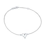 Delicate Heart Anklet Bracelet Silver 9-10 Inch Extender