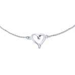 Delicate Heart Anklet Bracelet Silver 9-10 Inch Extender - Image 2