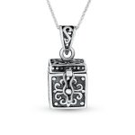 Momenta Holder Locket Box Pendant Necklace Oxidized .925 Sterling Silver