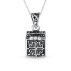 Momenta Holder Locket Box Pendant Necklace Oxidized .925 Sterling Silver - Image 3