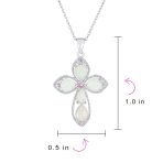 Elegant Spiritual Created White Opal Cross Necklace Pendant .925 Sterling Silver - Image 3