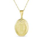 Vintage Oval Locket Necklace Etched Leaf Scroll Gold Plated