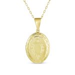Vintage Oval Locket Necklace Etched Leaf Scroll Gold Plated