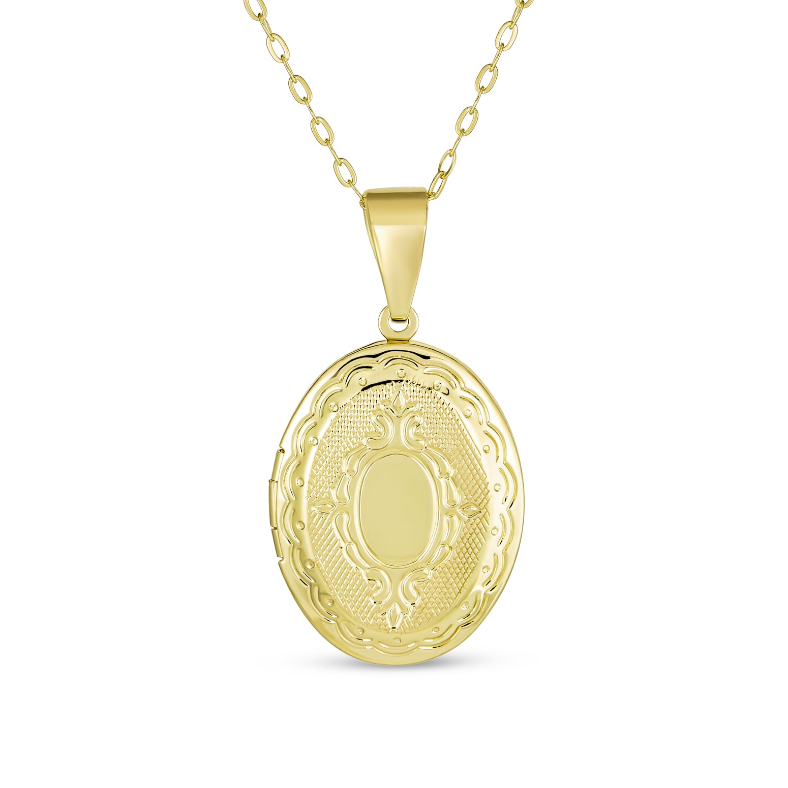 antique_style_etched_leaf_scroll_sgs-p156_1 Vintage Oval Locket Necklace Etched Leaf Scroll Gold Plated - Image 1