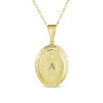 Vintage Oval Locket Necklace Etched Leaf Scroll Gold Plated - Image 5