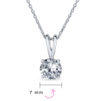 Bridal 1.5CTW CZ Solitaire Round Pendant Necklace Silver - Image 3