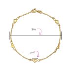 Romantic Delicate Puff Hearts Charm Anklet Ankle Bracelet Rose Gold Vermeil Sterling 9 Inch - Image 5