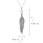 Nature Dangling Leaf Feather Pendant Charm Necklace Sterling Silver 18 Inch - Image 5