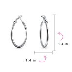 Simple Polished Hoop Huggie Earrings SterlingSilver 1.4 Inch - Image 5