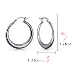 Crescent Tube Hollow Hoop Earrings Sterling Silver Hinged Notched Post 1.75 Inch - Image 8