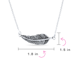 Native American Sideways Nature Leaf Feather Pendant Necklace Sterling Silver - Image 4