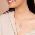 Religious Patron of Safe Travel Saint Christopher Oval Medal Pendant Necklace Silver - Image 2