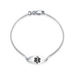 Personalize Medical Alert ID Thin Box Link Bracelet Oval Shape Tag - Image 20