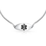 Personalize Medical Alert ID Thin Box Link Bracelet Oval Shape Tag - Image 23