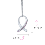 Strength & Hope Pink Ribbon CZ Pendant Necklace Sterling Silver Cancer Survivor - Image 4