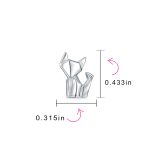 3D Origami Cat Stud Earrings Sterling Silver Jewelry - Image 4