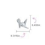 3D Geometric Bird Stud Earrings Origami Swan Sterling Silver - Image 4