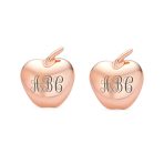 Personalized Apple of My Eye Stud Earrings in Rose Gold Sterling Silver - Image 7