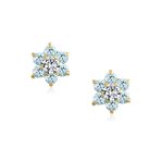 Tiny CZ Cubic Zirconia Flower Stud Earrings Real 14K Gold Screw back - Image 4