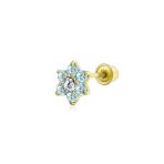 Tiny Flower Screwback CZ Stud Helix Lobe Cartilage 1 Piece Earring 14K Real Gold 4MM - Image 4