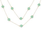Fashion Enamel Flower Strand Necklace 14K Gold Plated 36 Inch Crystal Accents - Image 2